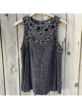 Gimmicks Buckle Burnout Embroidered Mesh Lace S Small Cowboy Goth Grunge Tank